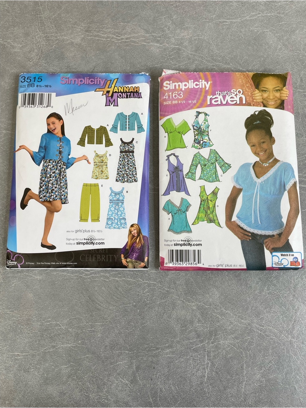 Simplicity Hannah Montana and That’s So Raven 2008 Sewing Patterns #3515 #4163